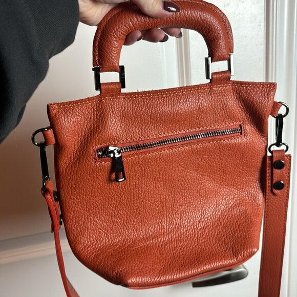 Viola Castellani Orange Small Crossbody Pebbled Leather Purse - Picture 6 of 8